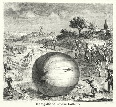 Balon dymny Montgolfiera (grawerunek) autorstwa English School