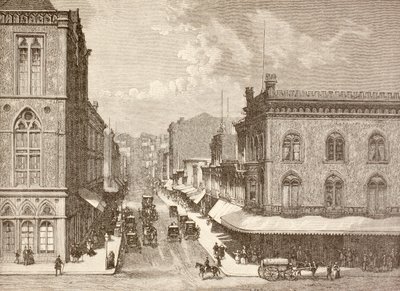 Montgomery Street, San Francisco, lata 80. XIX wieku (litho) autorstwa English School