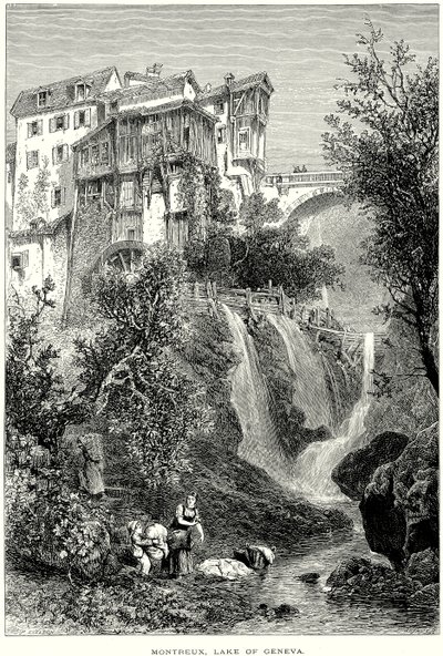 Montreux, Jezioro Genewskie (rycina) autorstwa English School