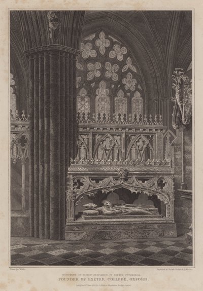 Pomnik biskupa Stapledona, założyciela Exeter College w Oksfordzie, w katedrze w Exeter (rycina) autorstwa English School
