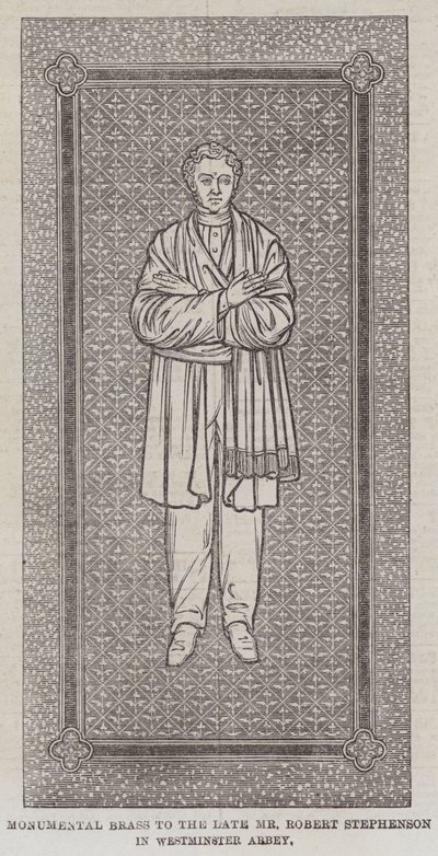 Monumental Brass do zmarłego pana Roberta Stephensona w Opactwie Westminsterskim (rycina) autorstwa English School
