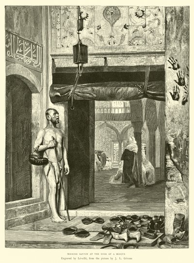 Mauretański Santon przy drzwiach meczetu autorstwa English School