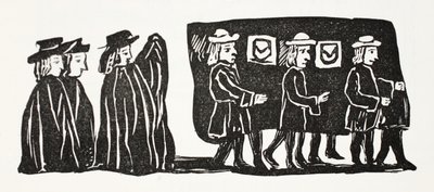 Mother Bunches Funeral, ilustracja z Chapter-books of the Eighteenth Century Johna Ashtona, wyd. 1882 autorstwa English School