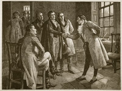 Grobla pana Aleksandra w więzieniu Kings Bench Prison, ilustracja z Ilustrowanej Historii Anglii Cassella (zdjęcie w sepii) autorstwa English School