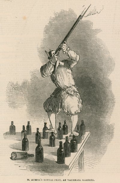 Butelkowy wyczyn Mr Auriols w Vauxhall Gardens w Londynie autorstwa English School
