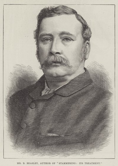 Pan B. Beasley, autor książki „Jąkanie, jej leczenie” (rycina) autorstwa English School