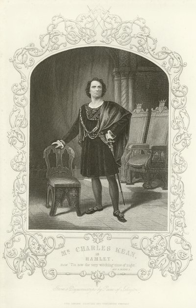 Pan Charles Kean jako Hamlet, Hamlet, Akt III, Scena II autorstwa English School