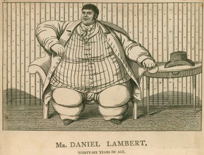 Pan Daniel Lambert, w wieku 36 lat ważył 50 kamieni. autorstwa English School