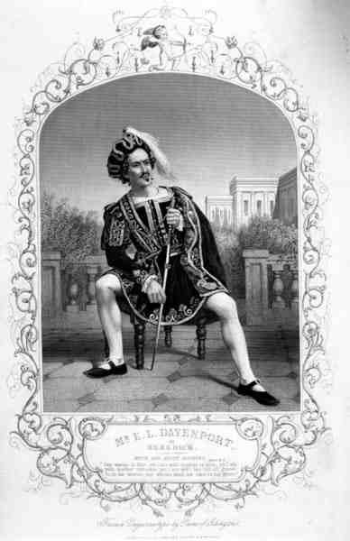 Pan E.L. Davenport jako Benedick, akt II, scena 3, w Wiele hałasu o nic, William Shakespeare (1564-1616) z dagerotypu Paine