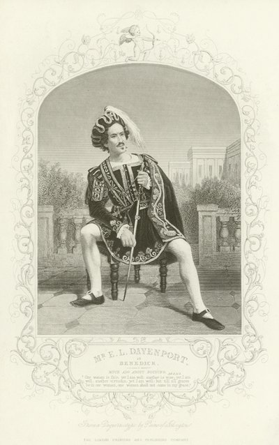 Pan E L Davenport jako Benedick, Wiele hałasu o nic, Akt II, scena III autorstwa English School