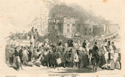 Pan Emidy prowadzący dwadzieścia osiem koni z Londynu do Greenwich autorstwa English School