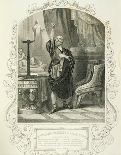 Pan George Bennett jako Apemantus, Akt I, scena 2, Timon of Athens autorstwa Williama Shakespeare