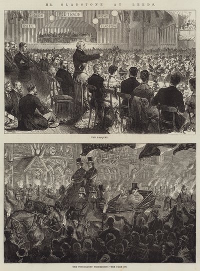 Pan Gladstone w Leeds (grawerowanie) autorstwa English School