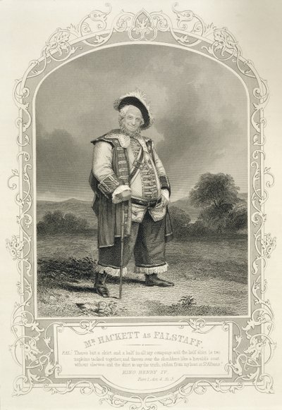 Pan Hackett jako Falstaff, w Henryku IV (część 1), akcie IV, scena 3, autorstwa Williama Szekspira (1564-1616) autorstwa English School