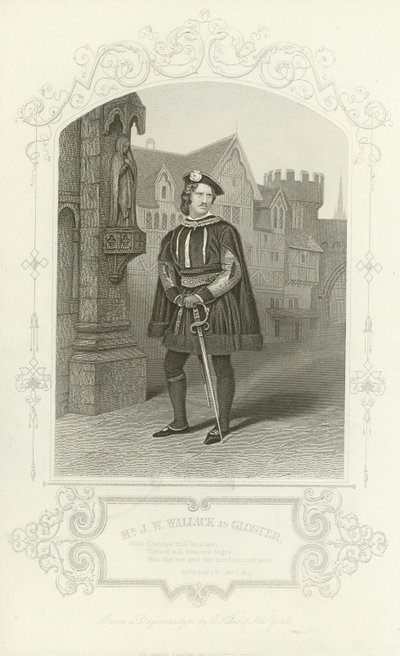 Pan JW Wallack jako Gloster, Richard III, Akt I, Scena I autorstwa English School