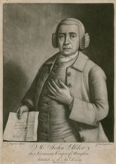 Pan John Alder, szczęśliwy bednarz Abingdon, zwycięzca loterii autorstwa English School