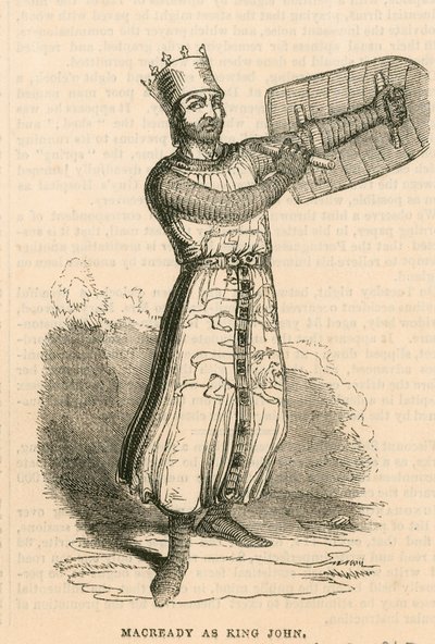 Pan Macready w tytułowej roli w sztuce Król Jan, Drury Lane Theatre, Londyn autorstwa English School