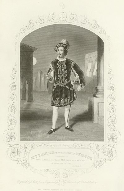 Pan P Richings (z Filadelfii) jako Mercutio, Romeo i Julia, Akt I, Scena IV autorstwa English School