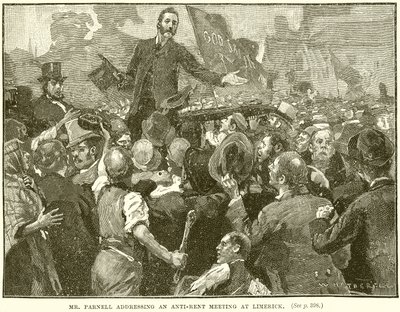 Pan Parnell przemawia na spotkaniu antyczynszowym w Limerick autorstwa English School