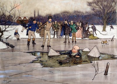 Pan Pickwick na lodzie Ilustracja do dzieł Charlesa Dickensa (1812-1870) ze szkoły angielskiej. 1837 Kolekcja prywatna autorstwa English School