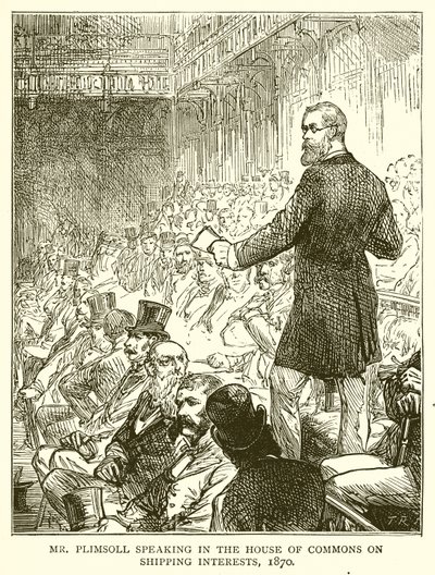 Pan Plimsoll przemawiający w Izbie Gmin o interesach żeglugowych, 1870 r autorstwa English School