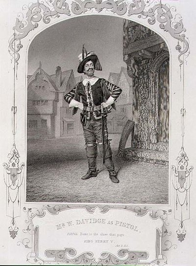 Pan W. Davidge jako pistolet, akt II, scena 1 „Króla Henryka V”, z dagerotypu, wyd. autor: John Tallis & Co. (lito) autorstwa English School