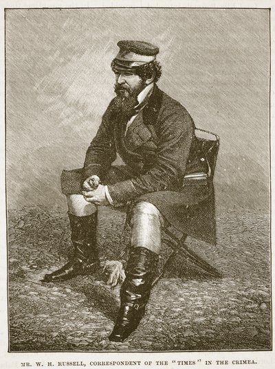 Pan WH Russell, korespondent Times na Krymie, ilustracja z Cassells Illustrated History of England (zdjęcie w sepii) autorstwa English School