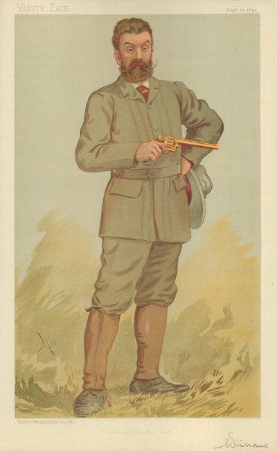 Pan Walter Winans, Rekordowy strzał z rewolweru, 17 sierpnia 1893, komiks Vanity Fair autorstwa English School
