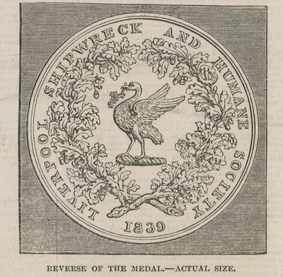Projekt pana Lyonsa na Medal Liverpool Shipwreck and Humane Societies Medal autorstwa English School