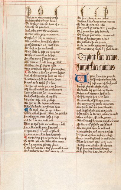Ms326 f66v, Confessio Amantis autorstwa Johna Gowera (pióro i atrament na welinie) autorstwa English School