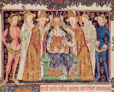 Ms 197 f.3r Koronacja króla, z Liber Regalis autorstwa English School
