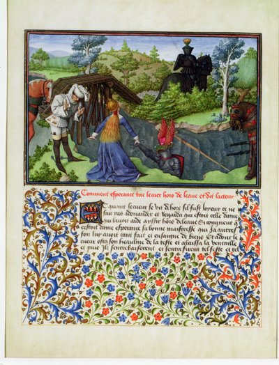 Ms. 2597 Nadzieja wyciąga serce z rzeki łez, wydanie faksymilowe Livre du Coeur dAmours Espris Rene dAnjou autorstwa English School