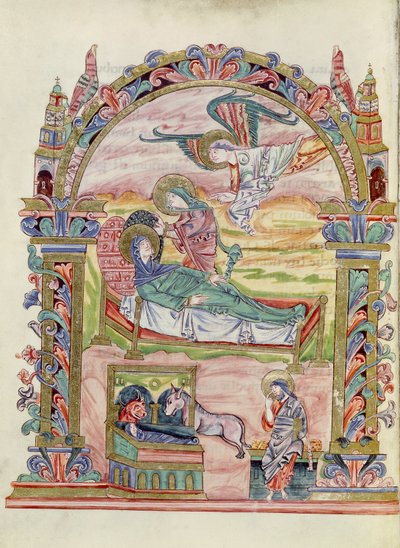 Ms 274 (Y-6) fol.32v Narodzenia, z Mszału Roberta z Jumieges, c.1016 autorstwa English School
