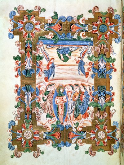 Ms 274 (Y-6) fol.81v Wniebowstąpienie Chrystusa, z Mszału Roberta z Jumieges, c.1016 autorstwa English School