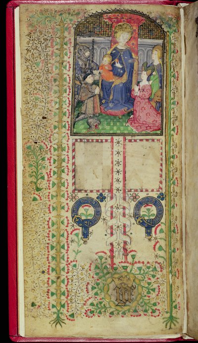 Ms 41-1950, f.2v: Strona dedykacyjna z Księgi Godzin należących do Margaret Beauchamp, c.1424 autorstwa English School