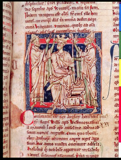 Ms 6712 (A.6.89) k.129r Henryk I (1068-1135), miniatura z Flores Historiarum, Matthew Paris, 1250-52 autorstwa English School
