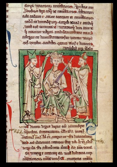 Ms 6712 (A.6.89) fol.133r King Stephen (ok.1097-1154) miniatura z Flores Historiarum, Matthew Paris, 1250-52 autorstwa English School