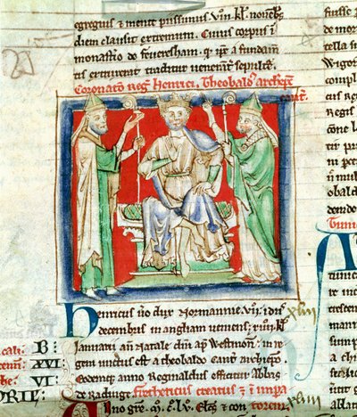 Ms 6712 (A.6.89) fol.135v Henryk II (1133-89) miniatura z Flores Historiarum, Matthew Paris, 1250-52 autorstwa English School