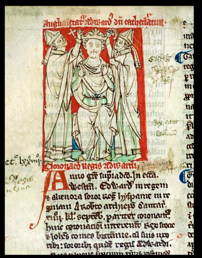Ms 6712 (A.6.89) fol.247v Edward I (1239-1307), miniatura z Flores Historiarum, Matthew Paris, 1250-52 autorstwa English School