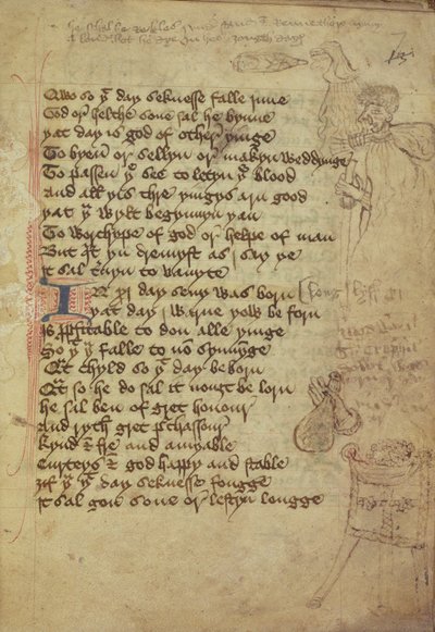 Pani Harley 1735 fol.7r Strona z notatnika lekarza napisana w średnioangielskim (wellum) autorstwa English School