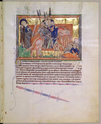 Pani L.A. 139-Lisboa fol.20 Armia jeźdźców, z Apokalipsy Gulbenkian, c.1256-70 autorstwa English School