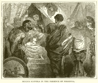Mucius Scaevola w obecności Porsenna autorstwa English School