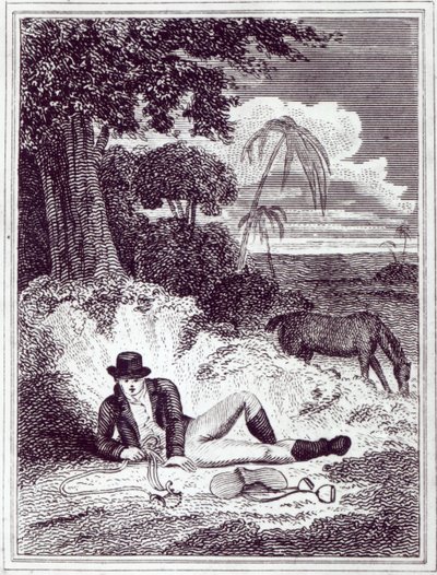 Park Mungo w Afryce, ilustracja z „Podróży po wewnętrznych dzielnicach Afryki: wykonywane w latach 1795, 1796 i 1797”, wydanej w 1816 r. (druk) autorstwa English School