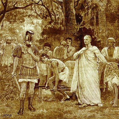 Morderstwo Cycerona, ilustracja z Cassells Illustrated Universal History autorstwa Edwarda Olliera, opublikowana w 1890 r. (obraz ulepszony cyfrowo) autorstwa English School