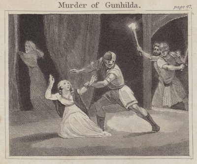 Morderstwo Gunhildy (grawerowanie) autorstwa English School