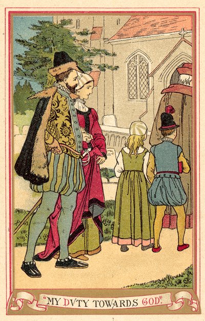 Mój obowiązek wobec Boga (kolorowa litografia) autorstwa English School
