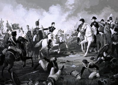 Napoleon triumfuje w bitwie pod Austerlitz (gwasz na papierze) autorstwa English School
