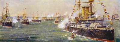 Recenzja marynarki wojennej w Spithead z okazji Diamentowego Jubileuszu Królowej Wiktorii autorstwa English School