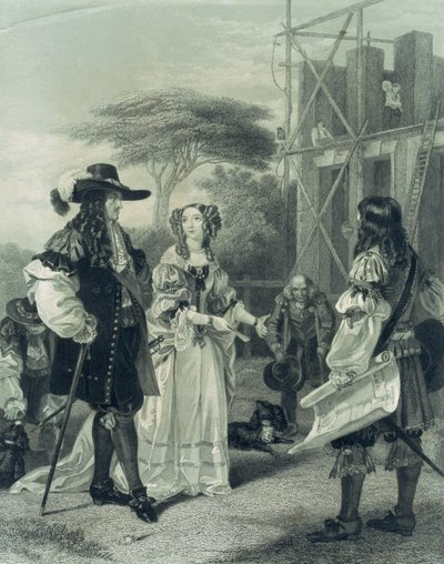 Nell Gwynn namawia Karola II do budowy szpitala, autorstwa English School