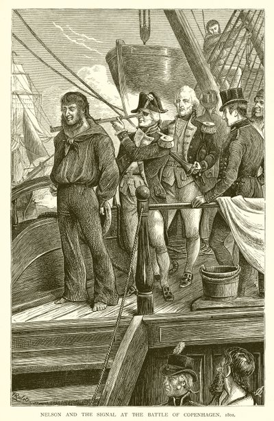 Nelson i sygnał w bitwie pod Kopenhagą, 1801 autorstwa English School